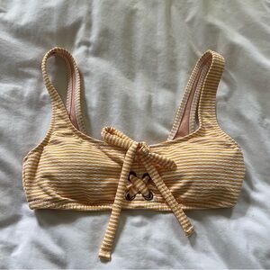J. Crew Butter Yellow and White Stripe Bikini Top